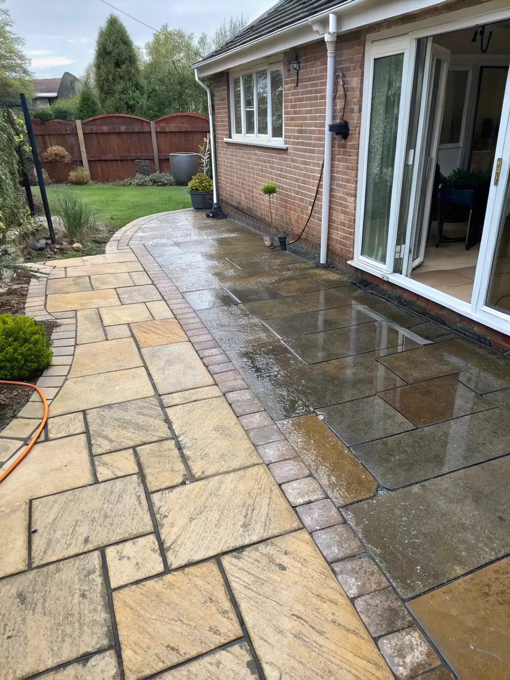 A before-and-after photo showcasing a dramatically cleaned surface, highlighting the effectiveness of Matt's Power Washing LLC's services.